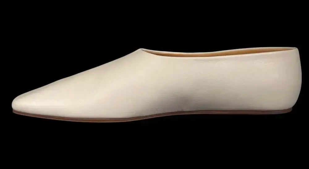 The Row Square Toe Pump US 9 EU 39 Off White Leather Flat Ballet Slipper $990